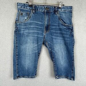 Triple Five Soul Shorts Men 32x13 Blue Medium Wash Jorts Denim Jean 555 Soul Y2K